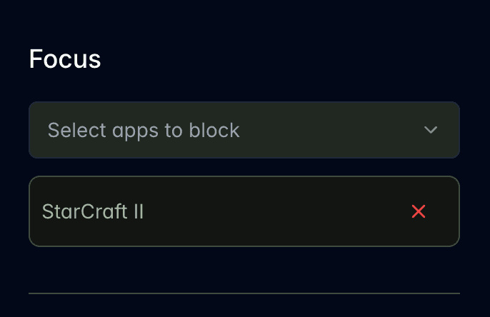 Blocked Apps Selection